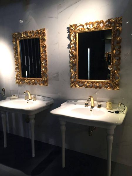 Luxury bathroom mirror frames in gold