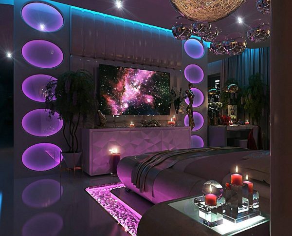 amazing blue and purple bedroom lighting