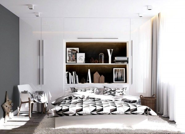 bedroom with geometric texture