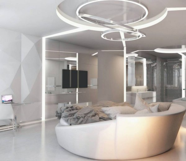 modernist all white bedroom
