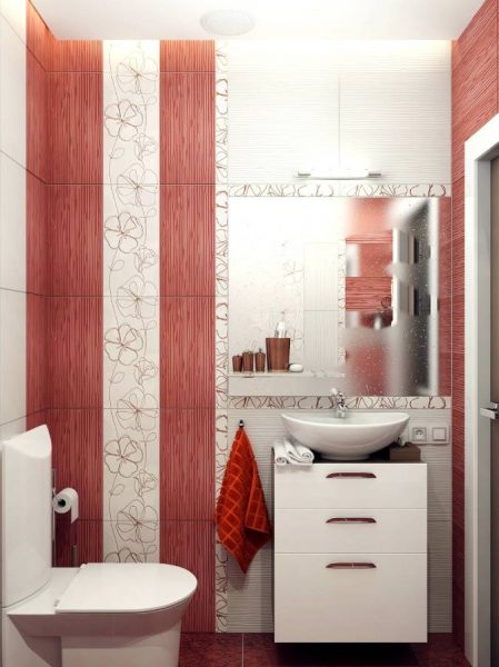 Red white bathroom design